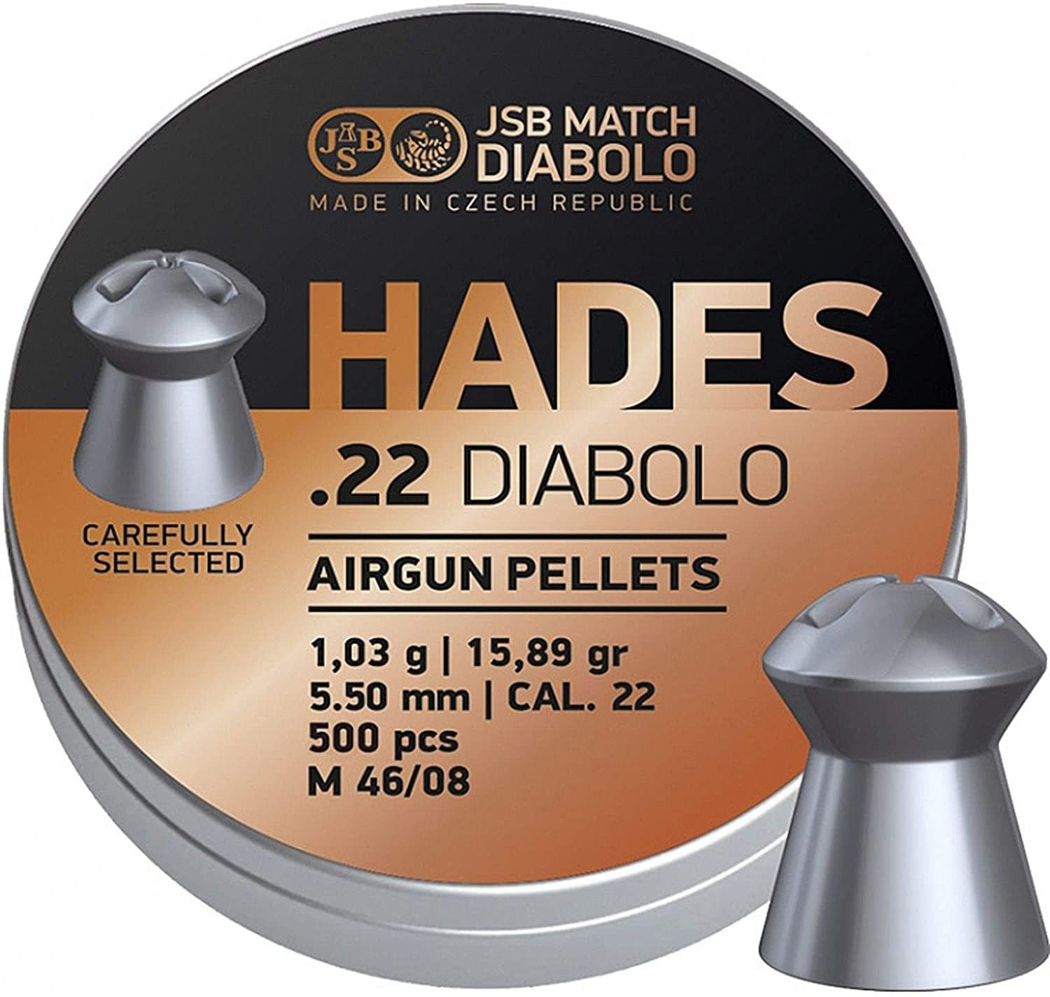Õhupüssikuulid JSB Hades kal. 5,5 mm, 1,03 g, 500 tk