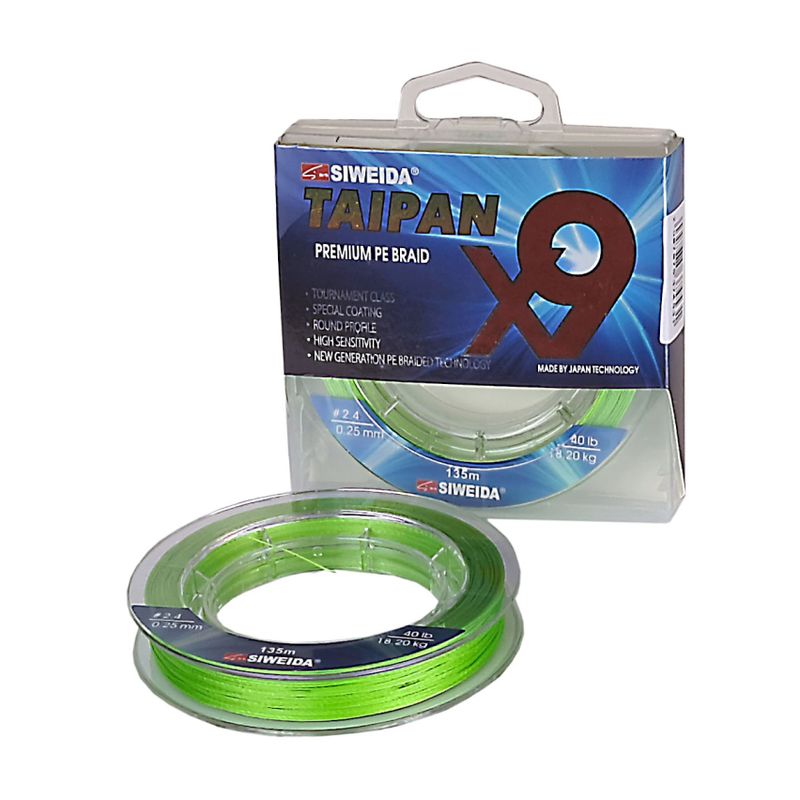 SWD Taipan Premium PE X9 braided fishing line 0.14 mm 8.2 kg 135 m Apple Green