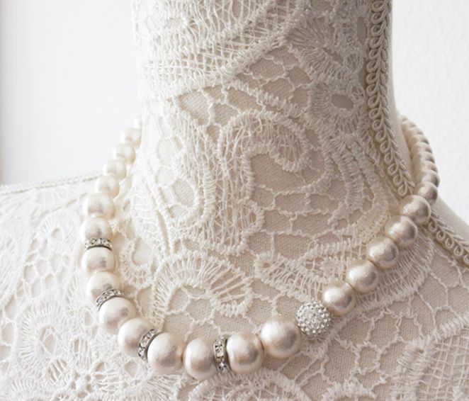 Japanese Cotton Pearl Necklace