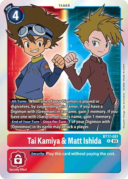 BT17-081 Tai Kamiya &amp; Matt Ishida, R