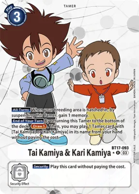BT17-093 Tai Kamiya &amp; Kari Kamiya, R, Box Topper