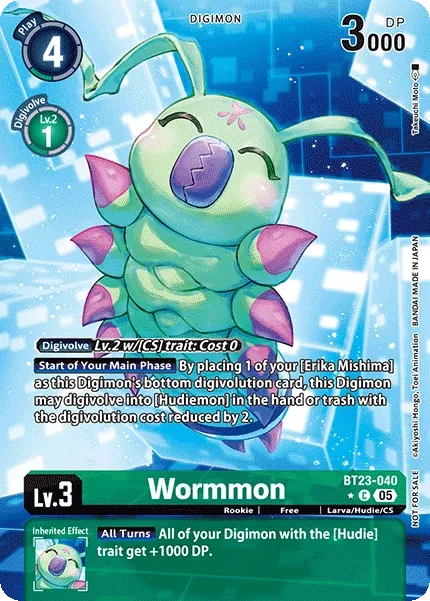 BT23-040 Wormmon, Common, Box Topper