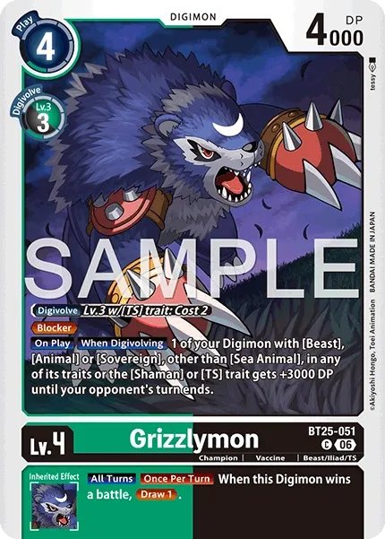 BT25-051 Grizzlymon, Common