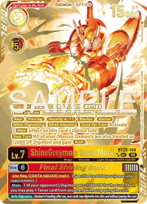 BT25-104 ShineGreymon: Burst Mode/Final Shining Burst, Secret Rare, SP