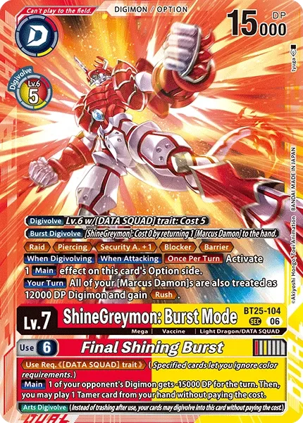 BT25-104 ShineGreymon: Burst Mode/Final Shining Burst, Secret Rare