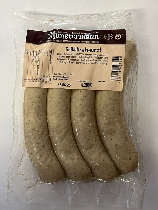 Grill - Bratwurst vom Schwein Grill - Bratwurst vom Schwein