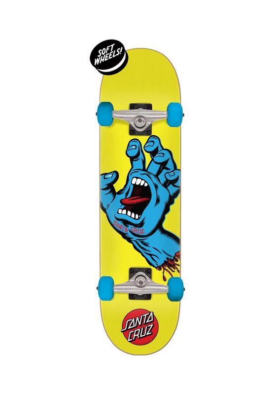 Santa-Cruz Compleet Skateboard Screaming Hand Mini yellow 7.75&quot;