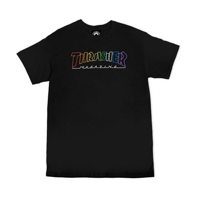 THRASHER OUTLINED RAINBOW MAG S/S T-SHIRT BLACK, Maat: M