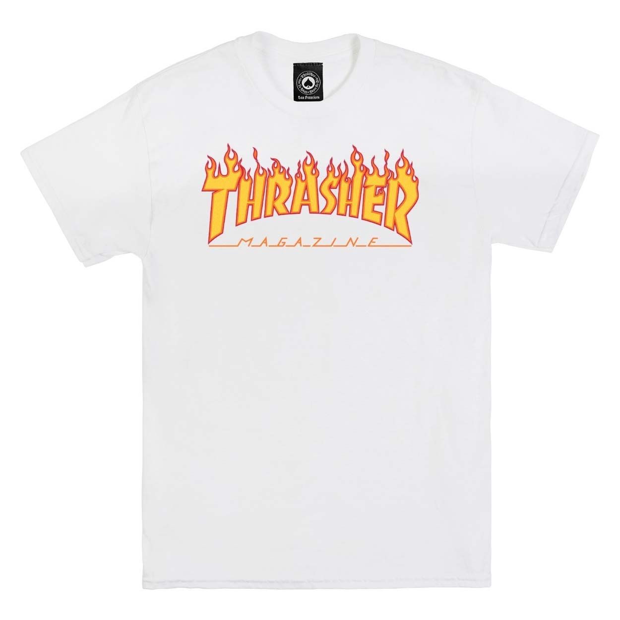 THRASHER FLAME T-SHIRT WHITE, Maat: L