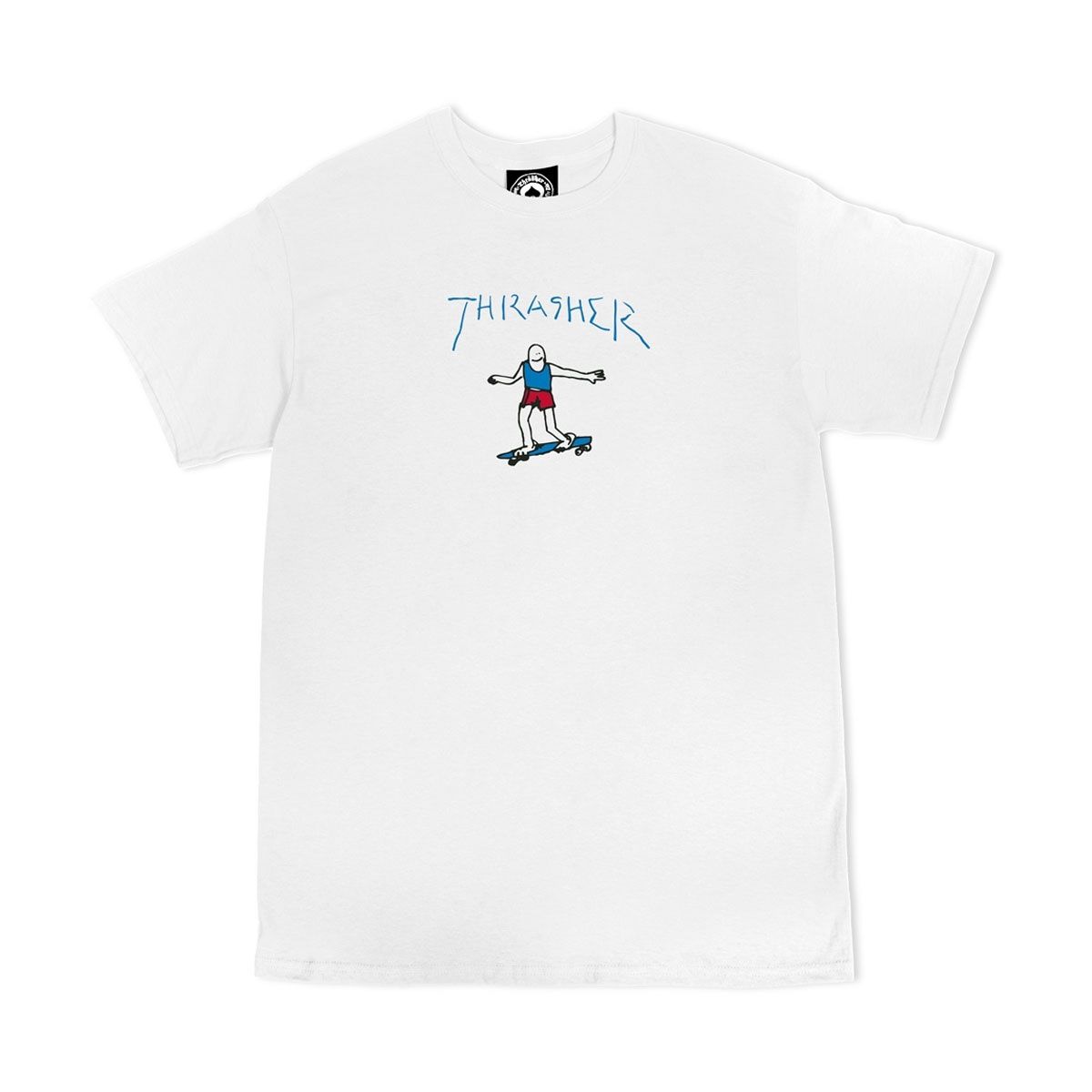 THRASHER GONZ LOGO S/S T-SHIRT WHITE/BLUE, Maat: S