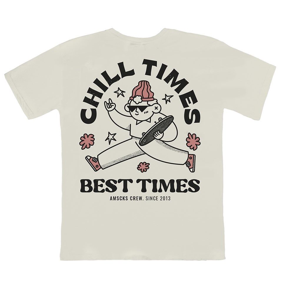 AMERICAN SOCKS CHILL TIMES T-SHIRT NATURAL, Maat: M