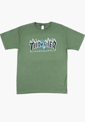 T-Shirt Santa-Cruz Thrasher Screaming Flame Girl kleur Moss