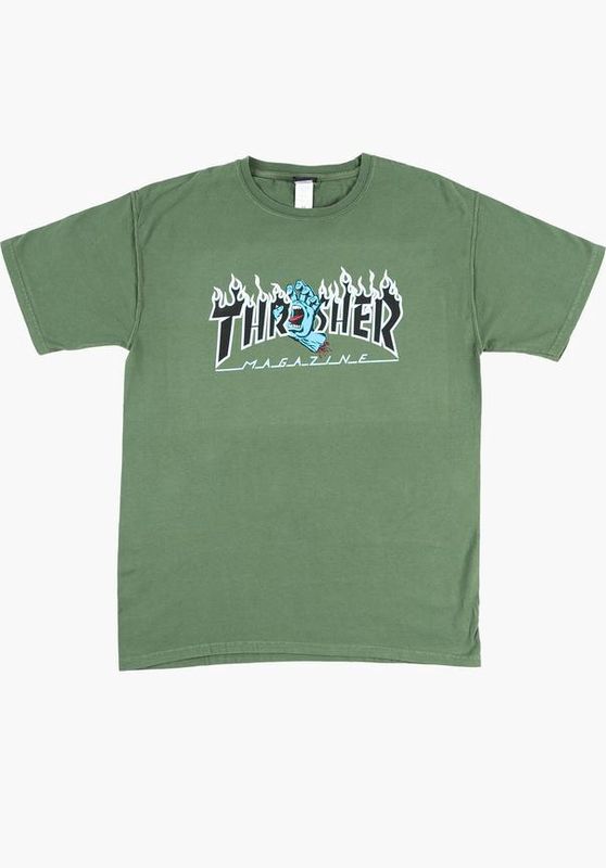 T-Shirt Santa-Cruz Thrasher Screaming Flame Girl kleur Moss