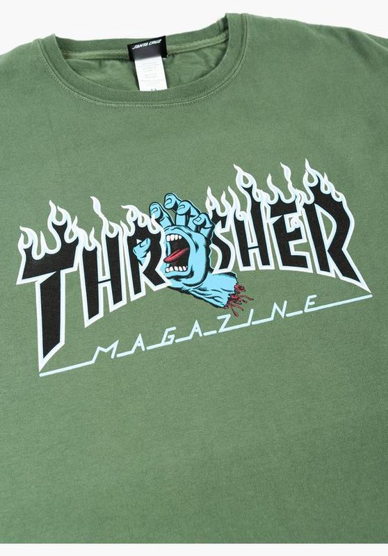 T-Shirt Santa-Cruz Thrasher Screaming Flame Girl kleur Moss