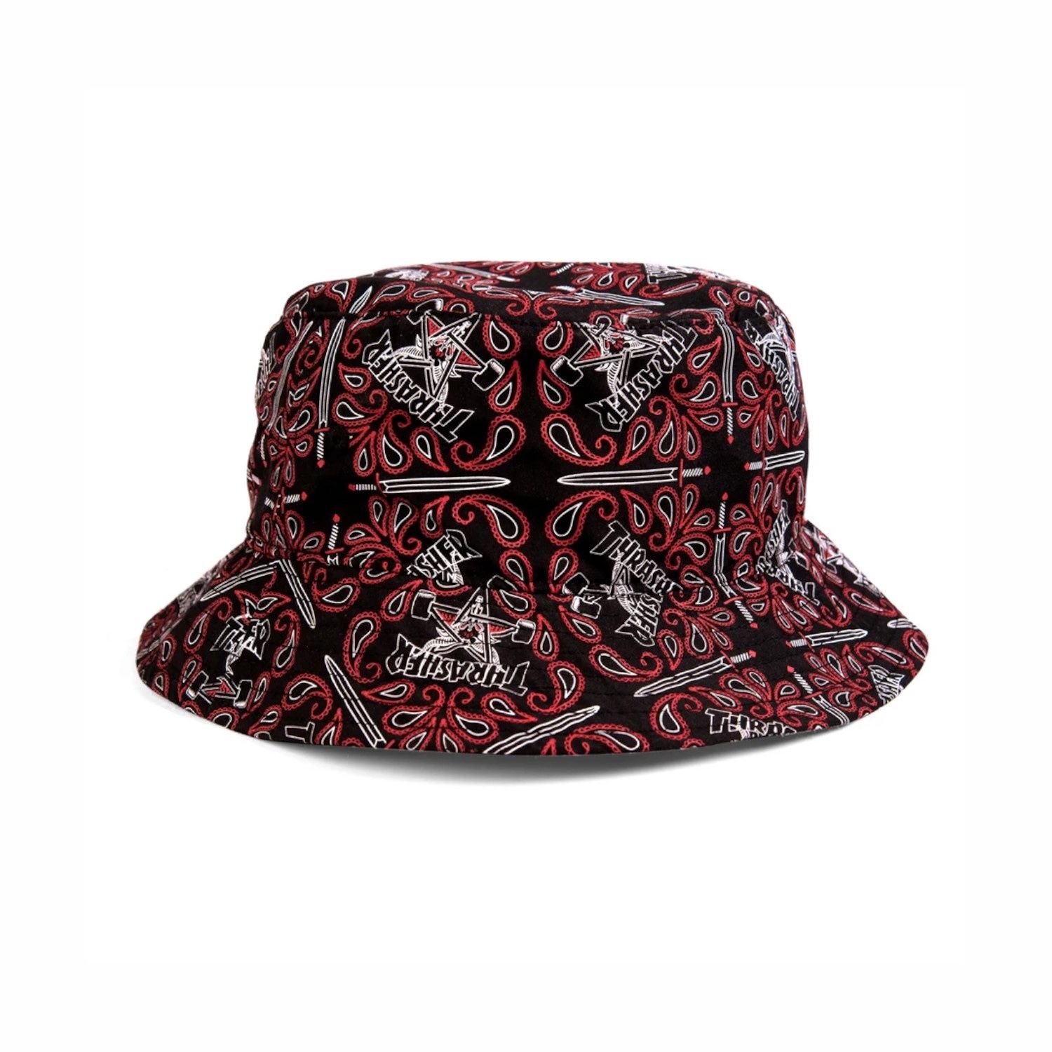 THRASHER BANDANA BUCKET HAT BLACK, Maat: S/M