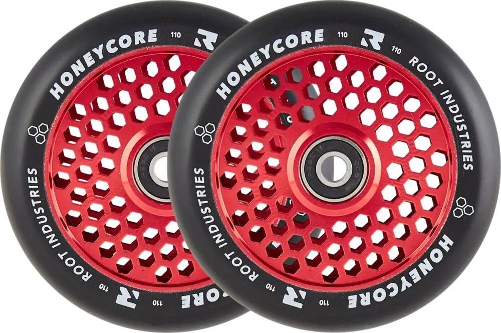 Root Honeycore Black 110mm Stuntstep Wielen 2-Pack - Kleur: Rood