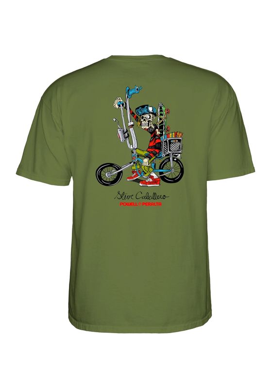 Powell Peralta T-Shirt Steve Caballero Chopper Bike - Military Green