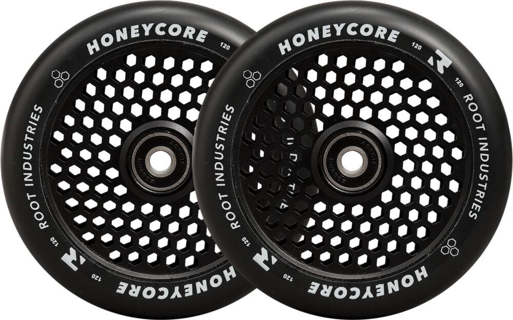 Root Honeycore Zwart Compleet 120mm Wiel 2-pack. Leverbaar in diverse kleuren., Kleur: Zwart