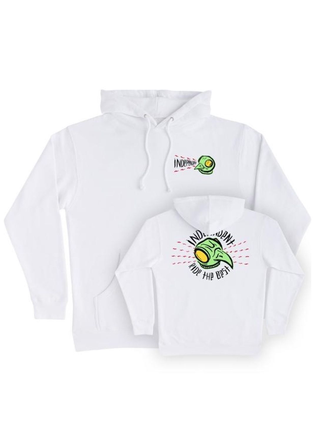 Hoodie Independent Hawk Transmission Midweight. Leverbaar in diverse kleuren., Kleur: White, Maat: M