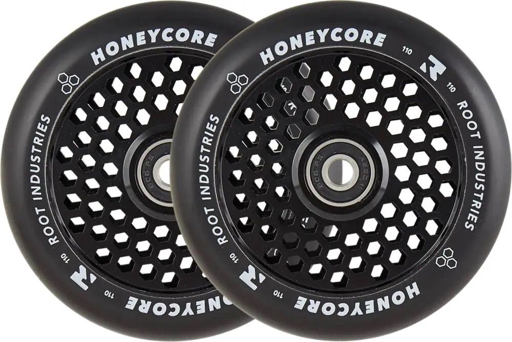 Root Honeycore Black Compleet 110mm Wiel 2-pack - Leverbaar in diverse kleuren, Kleur: Zwart