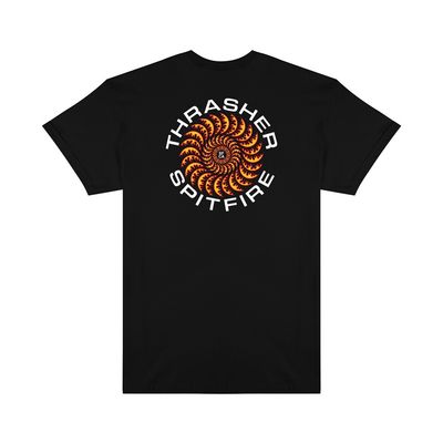THRASHER X SPITFIRE CLASSIC SWIRL T-SHIRT BLACK