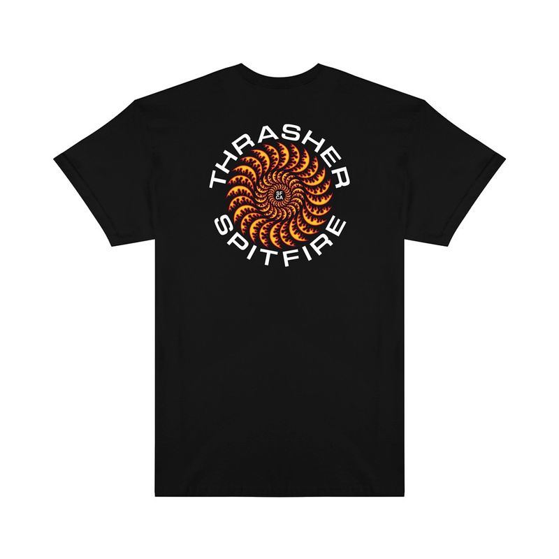 THRASHER X SPITFIRE CLASSIC SWIRL T-SHIRT BLACK