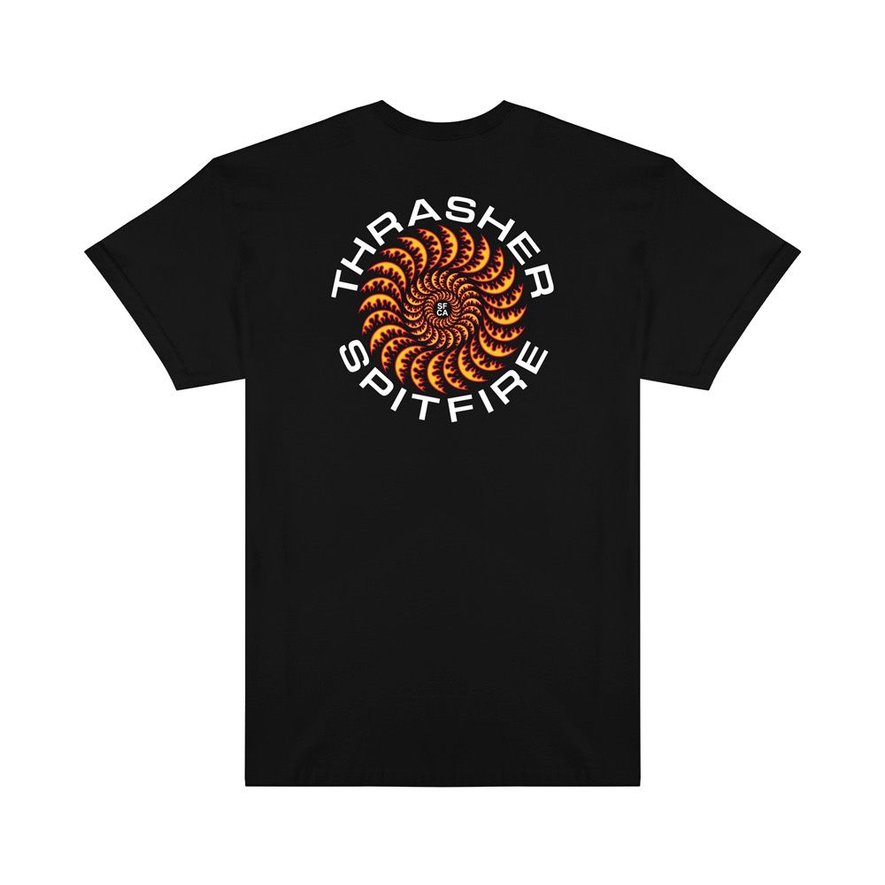 THRASHER X SPITFIRE CLASSIC SWIRL T-SHIRT BLACK, Maat: M
