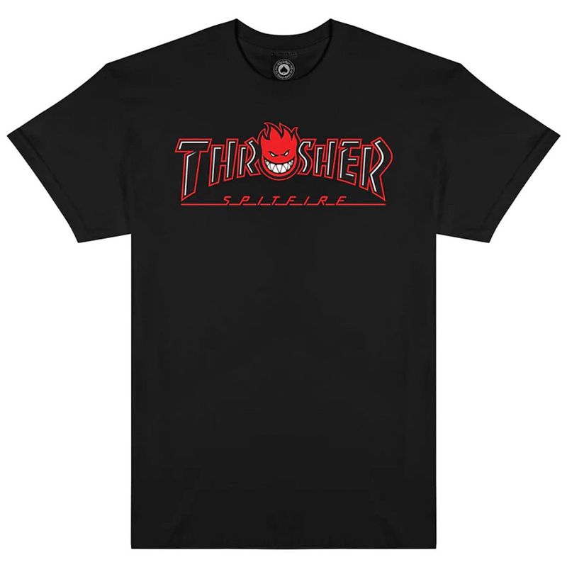 THRASHER X SPITFIRE BIG HEAD OUTLINE T-SHIRT BLACK