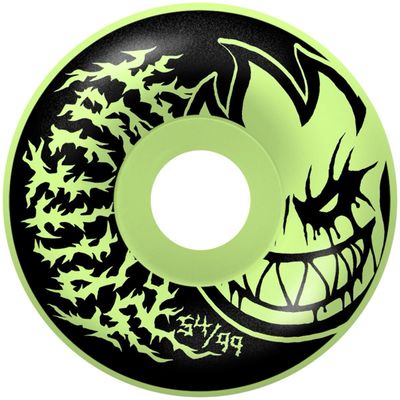 Spitfire Formula Four Deathmask II Bighead Radial Full Wheels Glow In The Dark 99D 54mm
