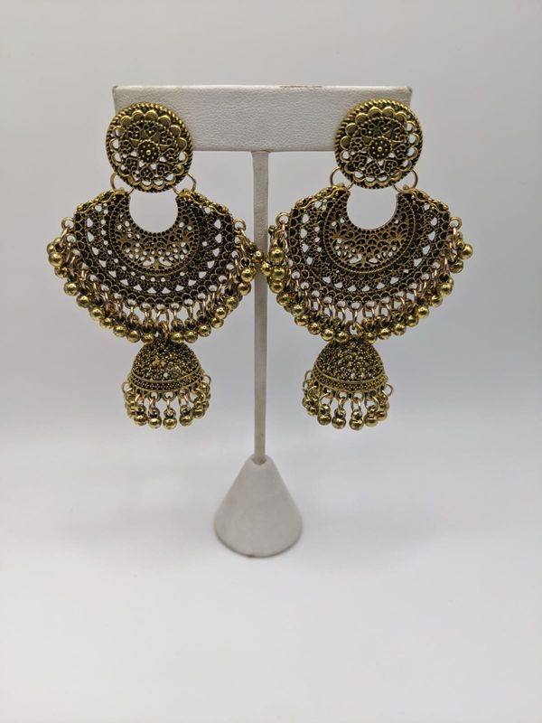 Gold Plated Indian Style Statement Earring