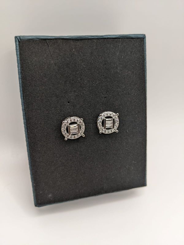 Silver Diamond Knob Stainless Steel Earring