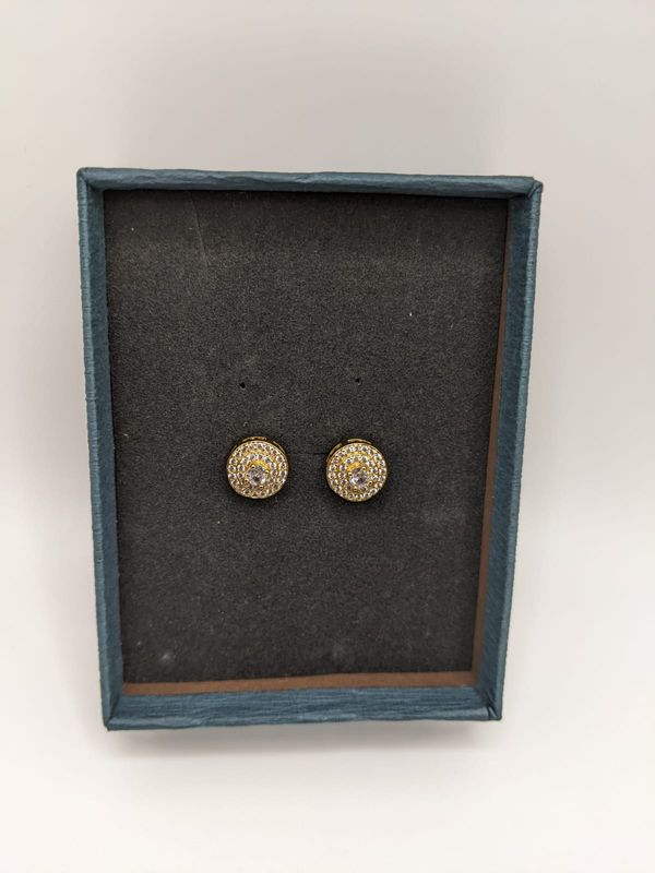 Gold Diamond Knob Stainless Steel Earring