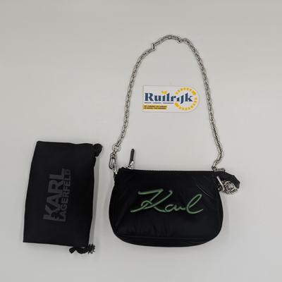 Karl polyester bag met groen logo en ketting - Nieuw