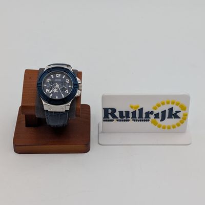 Guess W0040G7 Blue metal lederen band horloge - Nette staat