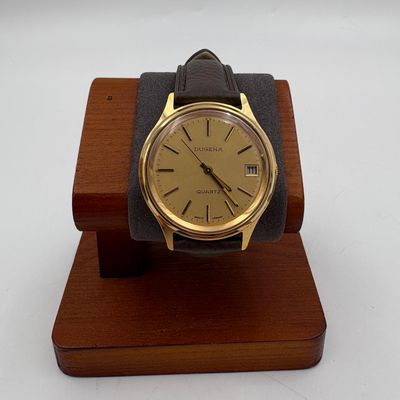 Dugena vintage horloge goudkleur lederen band