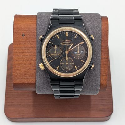 Seiko 7a38-7100 *RARE* Vintage zwart / goud metaal horloge