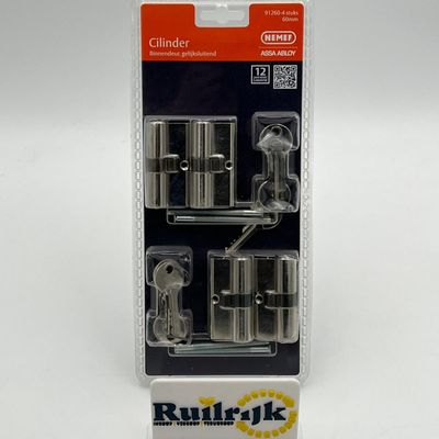 Nemef 91 260 Cilinder gelijksluitend 4 STUKS 60MM - Nieuw