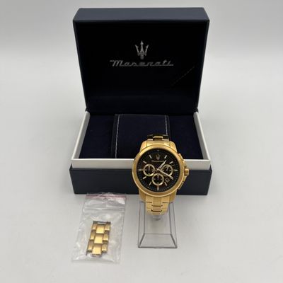 Maserati Successo Black Gold chronograaf horloge - Compleet