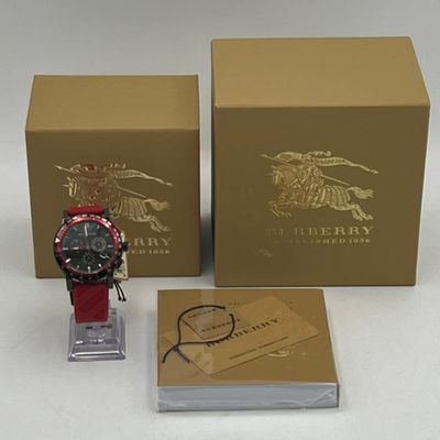 Burberry BU9805 Herenhorloge Chrono Rode Band - Nieuw