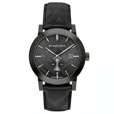 Burberry BU9906 horloge City Zwart Leren Band - Nieuw