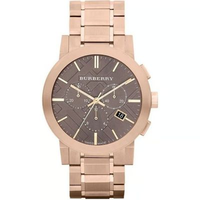 Burberry BU9353 Taupe Chrono Rosé Horloge - Nieuw