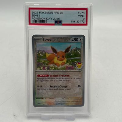 Eeevee Prismatic PSA 9 Pokemon Day 2025 Kaart