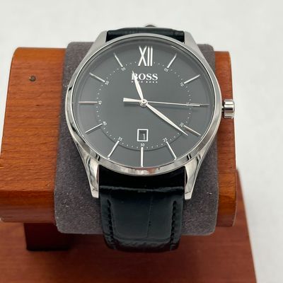 Hugo Boss HB406 Distinction herenhorloge zwart lederen band