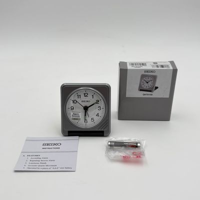 Seiko rechthoekige grijze reiswekker quartz-uurwerk - Nieuw