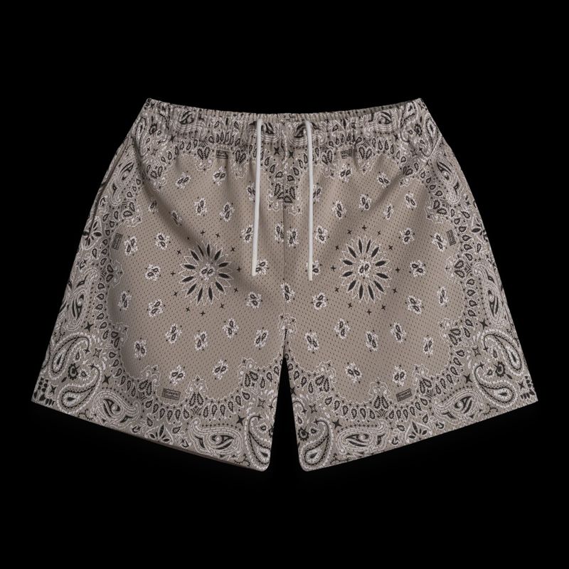 Bravest Screenprinted Paisley Two-Tone Khaki Shorts