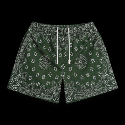 Bravest Screenprinted Paisley Two-Tone Green Shorts