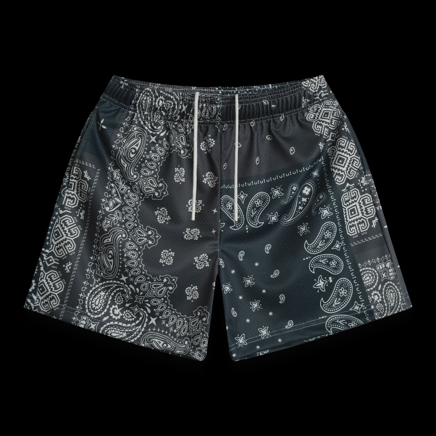Bravest Patchwork Paisley Black Shorts