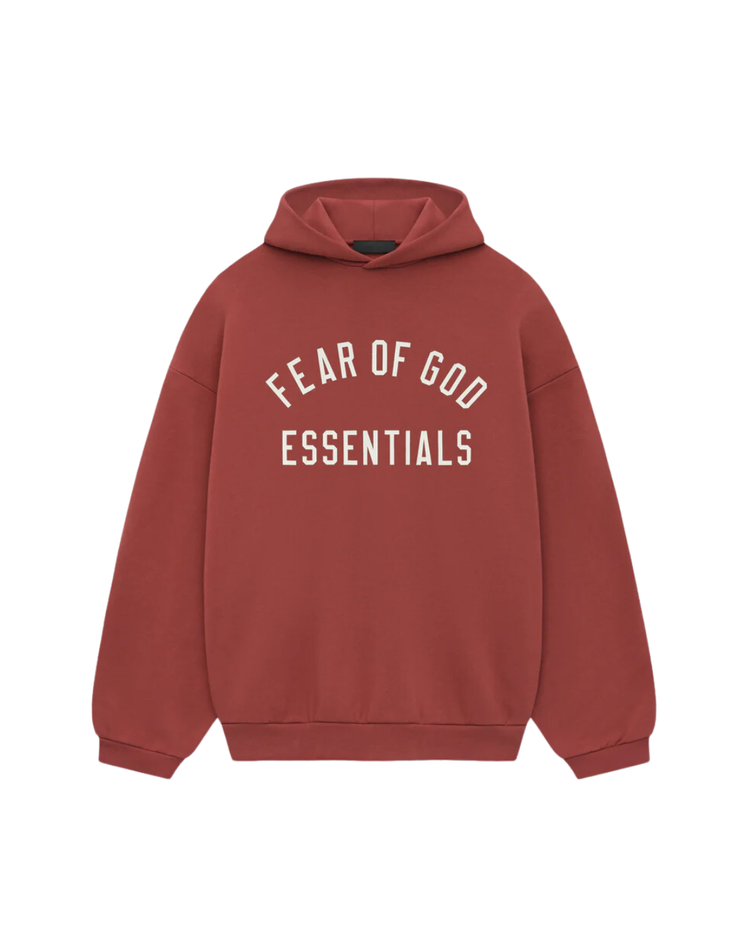 Fear of God Essentials Fleece Hoodie Crimson, Size: M