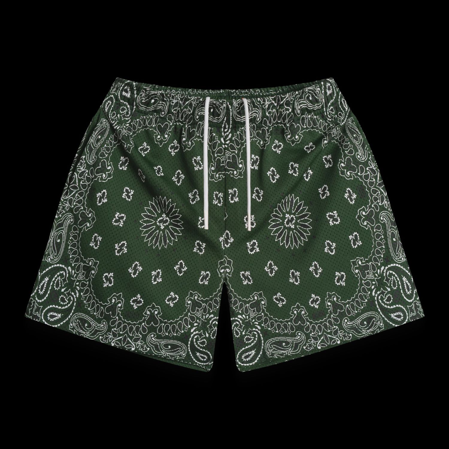 Bravest Screenprinted Paisley Two-Tone Green Shorts, Size: XL