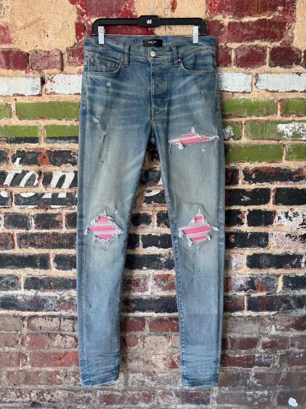 Preowned Amiri MX1 Ultrasuede Distressed Jeans